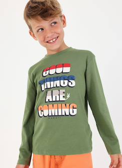 T-shirt maille garçon imprimé lettres  - vertbaudet enfant