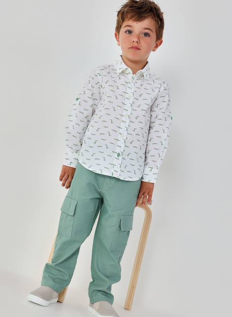 Pantalon enfant lin Vert 1 - vertbaudet enfant 