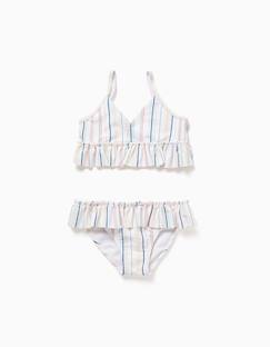 -Maillot de bain 2 pièces à rayures ethniques et volants b&s