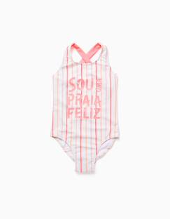 -Maillot de bain à rayures et imprimé à l'avant