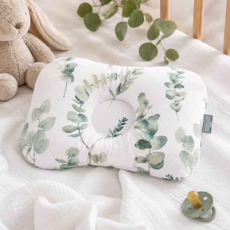 Coussin ergonomique bébé en gaze de coton eucalyptus Eucalyptus, vert, gris 3 - vertbaudet enfant 
