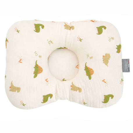 Coussin ergonomique bébé en gaze de coton dino Écru 1 - vertbaudet enfant 