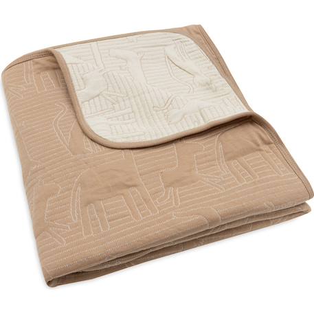Couverture en coton jungle jambo biscuit-oatmeal (100 x 150 cm) Beige, marron 1 - vertbaudet enfant 