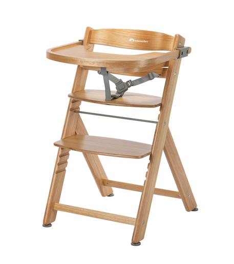 Chaise haute bébé en bois avec tablette timba Natural (wood)+Warm gray+White 1 - vertbaudet enfant 