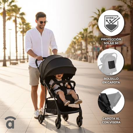 Poussette urbaine légère et compacte Milan Noir et violet 4 - vertbaudet enfant 
