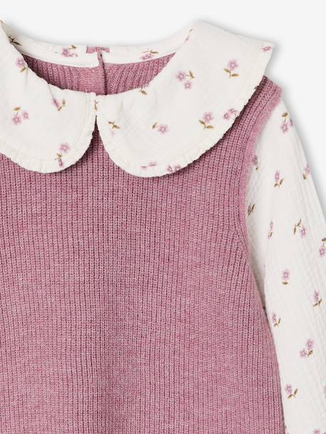 Pull col claudine lilas+marine+tomette 3 - vertbaudet enfant 
