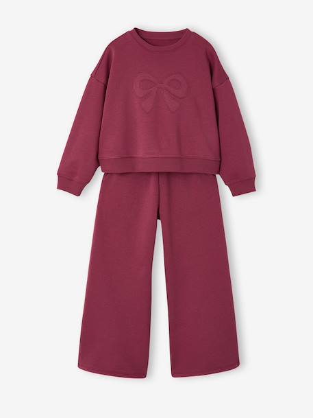 Ensemble sweat et pantalon jogging fille prune 1 - vertbaudet enfant 