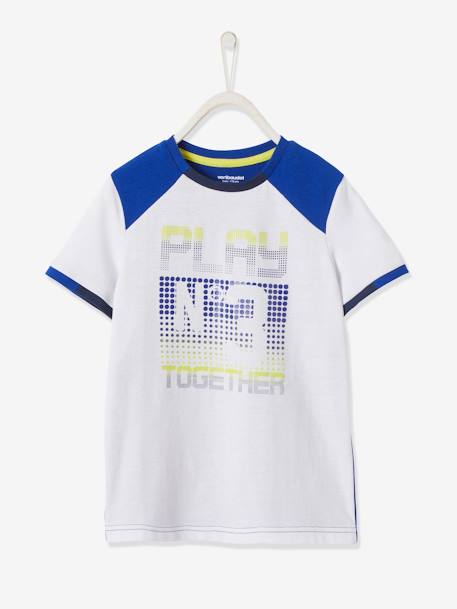 T-shirt de sport en matière technique détails effet pixel garçon blanc 1 - vertbaudet enfant 
