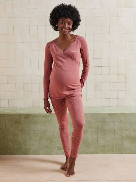 Ensemble 2 pièces pyjama grossesse et allaitement coton biologique* vieux rose 1 - vertbaudet enfant 