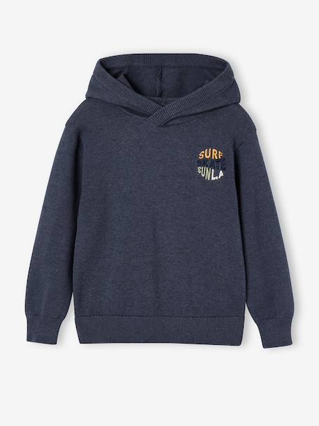 Pull à capuche garçon bleu chiné 1 - vertbaudet enfant 