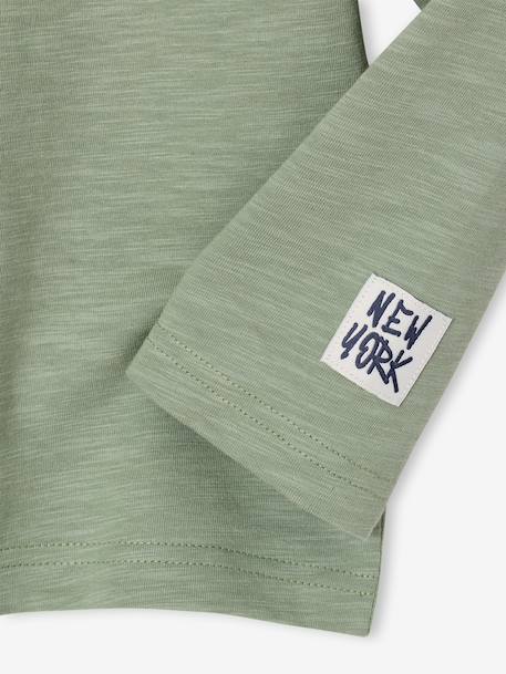 T-shirt manches longues floqué garçon bois de rose+vert sauge 10 - vertbaudet enfant 