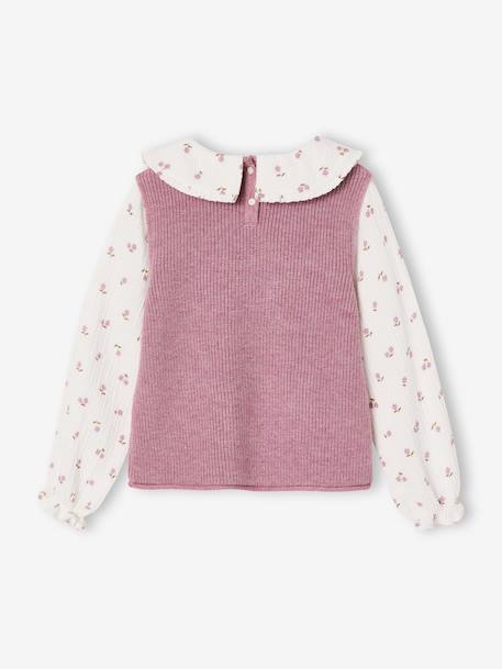 Pull col claudine lilas+marine+tomette 2 - vertbaudet enfant 