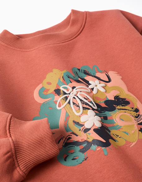 Sweat en coton peigné avec motif art et nature Blanc+Bleu foncé+Marron+Vert clair 11 - vertbaudet enfant 