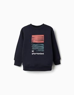 Sweat en coton peigné avec imprimé en relief  - vertbaudet enfant