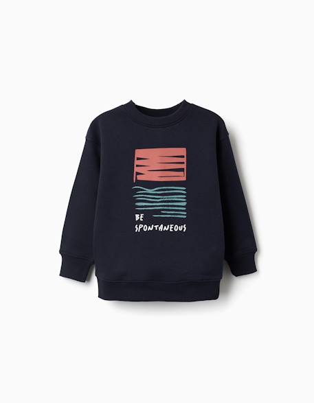 Garçon-Sweat en coton peigné avec imprimé en relief