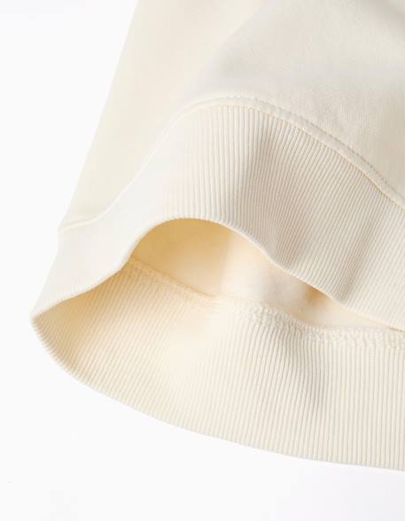 Sweat en coton peigné à capuche avec imprimé Blanc+Jaune+Marron 4 - vertbaudet enfant 