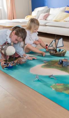 Linge de maison et décoration-Tapis de jeu enfant "Trésor des Caraïbes" - fabriqué en France