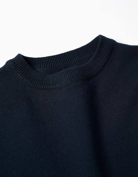 Pull en maille avec extrémités côtelées Bleu foncé+Marron 4 - vertbaudet enfant 