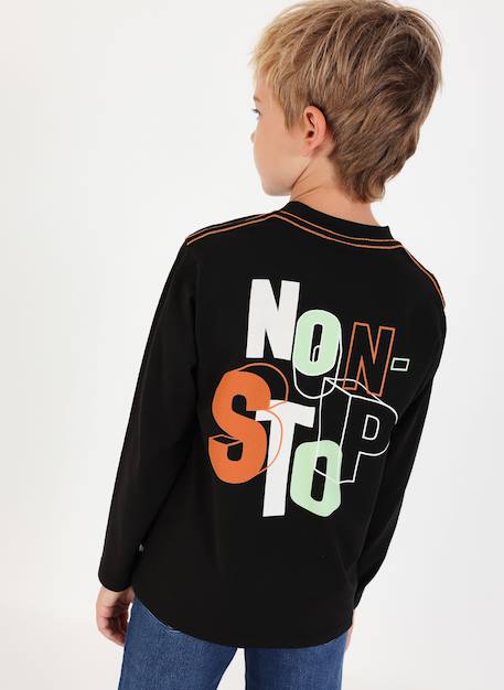 T-shirt garçon en maille imprimé move Noir 2 - vertbaudet enfant 