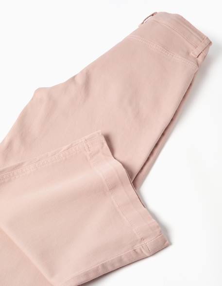 Pantalon en sergé  à jambe large avec poches à l'avant Rose clair 4 - vertbaudet enfant 