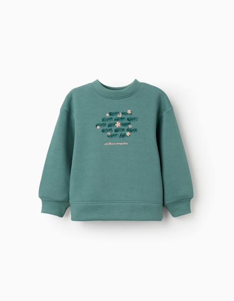 Sweat en coton peigné avec motif art et nature Blanc+Bleu foncé+Marron+Vert clair 13 - vertbaudet enfant 