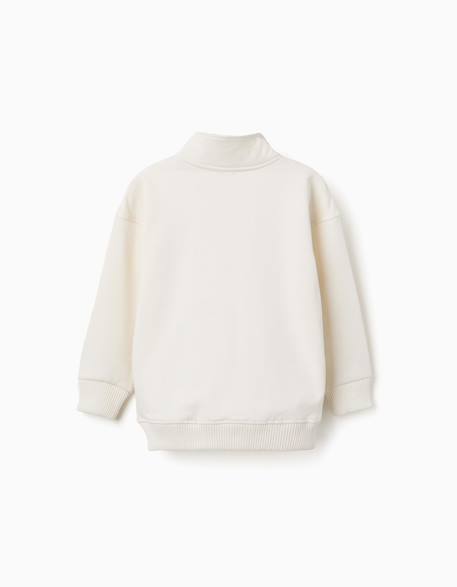 Sweat en molleton avec col montant et imprimé Blanc 2 - vertbaudet enfant 