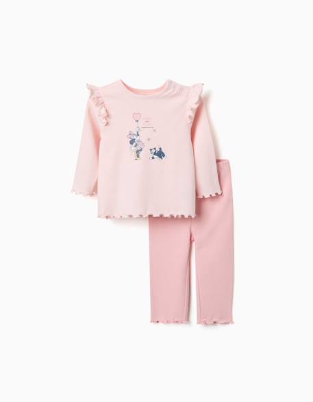 Pyjama en coton à manches longues et imprimé minnie & figaro Rose clair 2 - vertbaudet enfant 