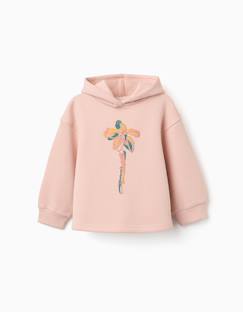 Sweat en coton peigné à capuche et imprimé floral  - vertbaudet enfant