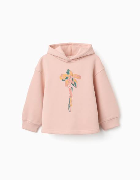 Sweat en coton peigné à capuche et imprimé floral  - vertbaudet enfant