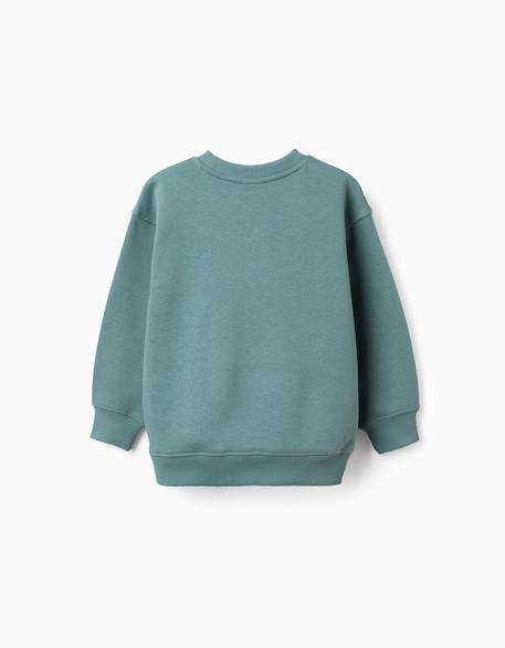Sweat en coton peigné avec imprimé en relief Bleu foncé+Jaune+Vert clair 8 - vertbaudet enfant 