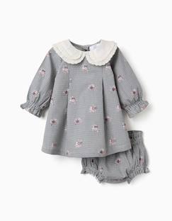 Robe en coton à motif vichy et imprimé floral  - vertbaudet enfant
