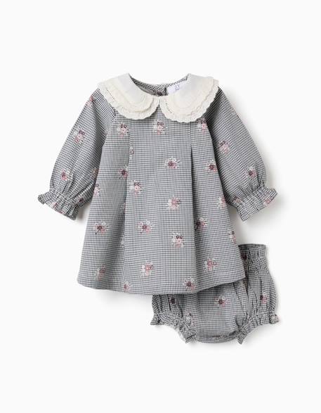 Bébé-Robe en coton à motif vichy et imprimé floral