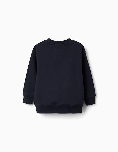 Sweat en coton peigné avec imprimé en relief Bleu foncé+Jaune+Vert clair 2 - vertbaudet enfant 