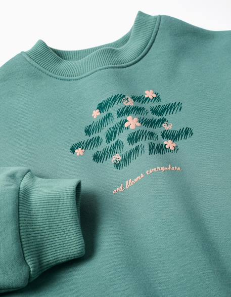 Sweat en coton peigné avec motif art et nature Blanc+Bleu foncé+Marron+Vert clair 15 - vertbaudet enfant 