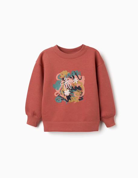 Sweat en coton peigné avec motif art et nature Blanc+Bleu foncé+Marron+Vert clair 9 - vertbaudet enfant 