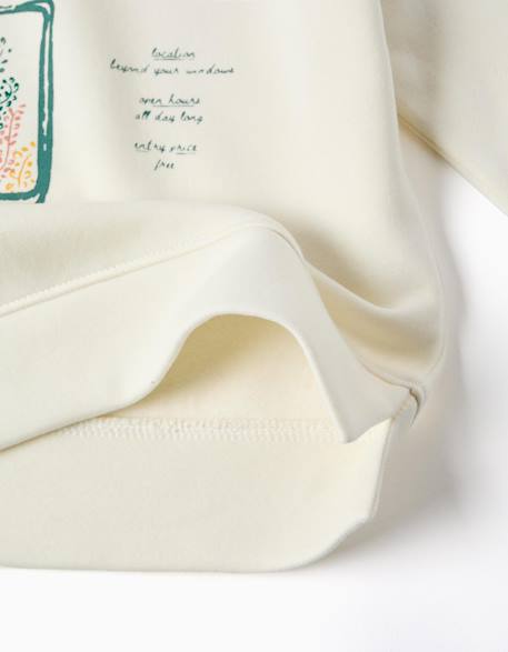 Sweat en coton peigné avec motif art et nature Blanc+Bleu foncé+Marron+Vert clair 4 - vertbaudet enfant 