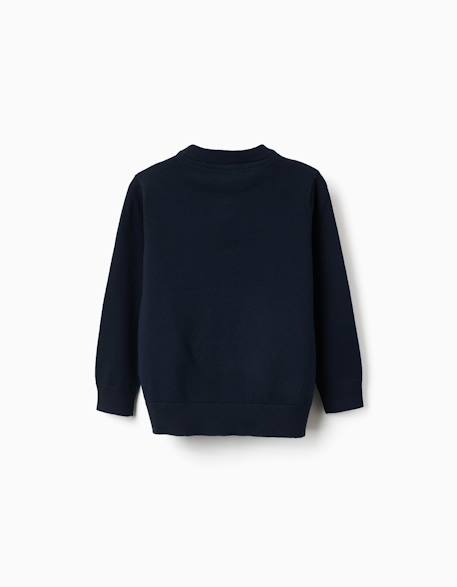 Pull en maille avec extrémités côtelées Bleu foncé+Marron 2 - vertbaudet enfant 