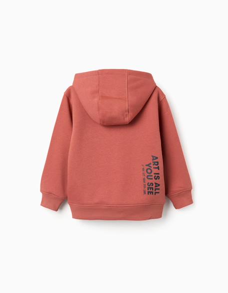 Sweat en coton peigné à capuche avec imprimé Blanc+Jaune+Marron 10 - vertbaudet enfant 