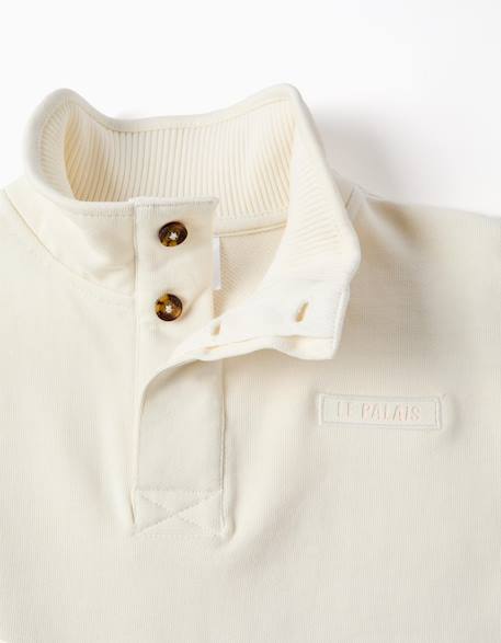 Sweat en molleton avec col montant et imprimé Blanc 3 - vertbaudet enfant 
