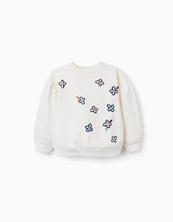Sweat en coton peigné avec fleurs en relief  - vertbaudet enfant