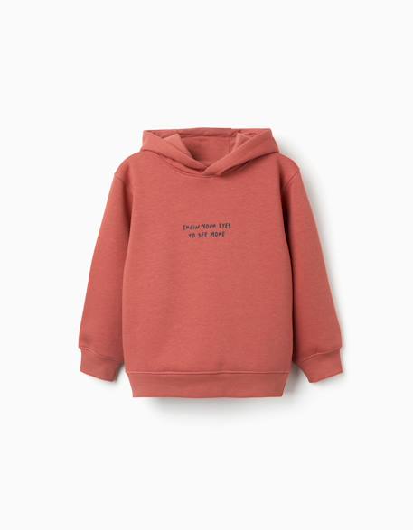 Sweat en coton peigné à capuche avec imprimé Blanc+Jaune+Marron 9 - vertbaudet enfant 