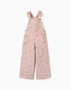 Salopette en sergé à jambe large avec motif floral  - vertbaudet enfant