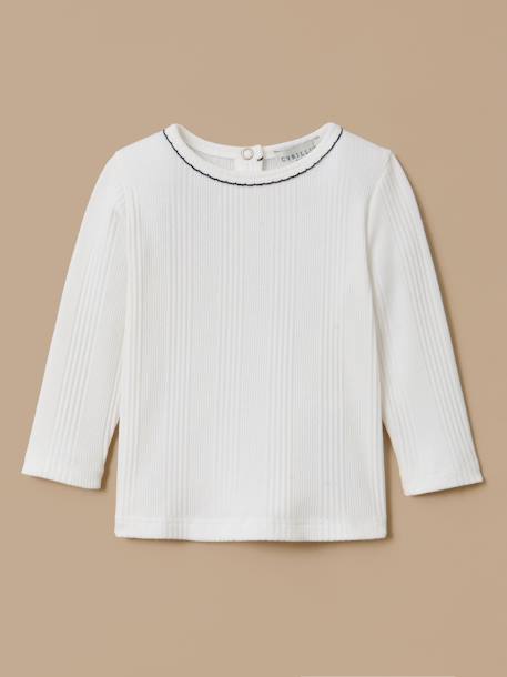 T-shirt uni fantaisie bébé Ecru 1 - vertbaudet enfant 