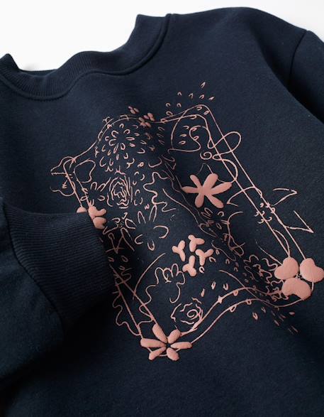 Sweat en coton peigné avec motif art et nature Blanc+Bleu foncé+Marron+Vert clair 7 - vertbaudet enfant 