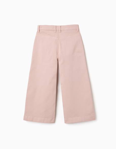 Pantalon en sergé  à jambe large avec poches à l'avant Rose clair 2 - vertbaudet enfant 