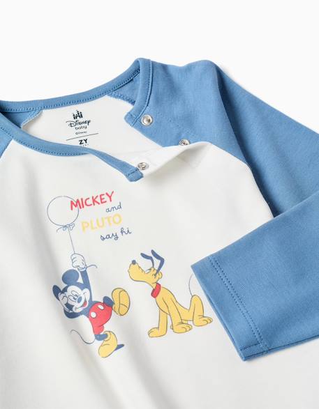 Pyjama en coton à manches longues et imprimé mickey & pluto Bleu 3 - vertbaudet enfant 