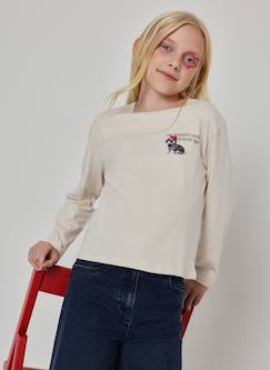 T-shirt fille en maille imprimé chien  - vertbaudet enfant