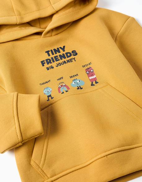 Sweat en coton peigné avec capuche et imprimé tiny friends Jaune 3 - vertbaudet enfant 