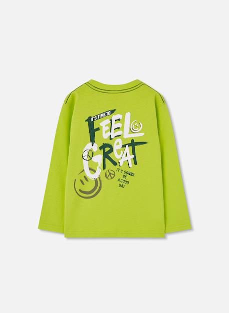 T-shirt garçon en maille imprimé smile Vert 4 - vertbaudet enfant 