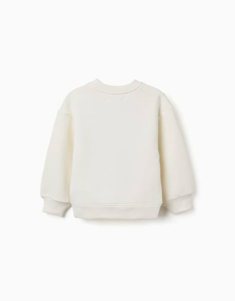 Sweat en coton peigné avec motif art et nature Blanc+Bleu foncé+Marron+Vert clair 2 - vertbaudet enfant 